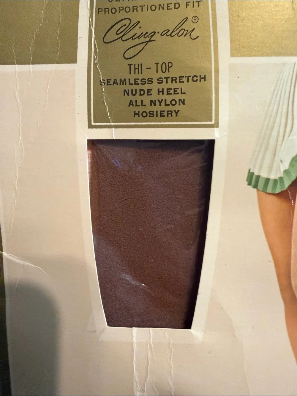 Vintage Sears Cling-Alon Thi Top Hosiery Tahiti Bronze Petite B NOS USA